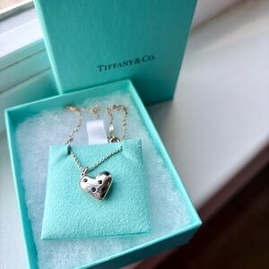 Tiffany & Co. Sapphire Etoile Silver Heart Pendant Necklace
